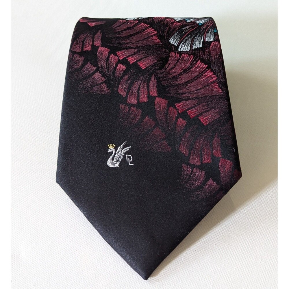 Don Loper Beverly Hills Black Tie w  Burgundy Red & Gray Brushed Stroke Design